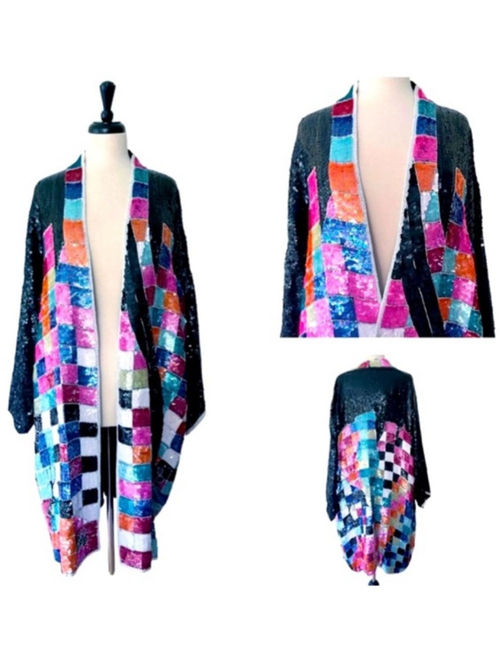 Vintage Judith Ann Creations Fully Sequined Kimono Style Duster Jacket